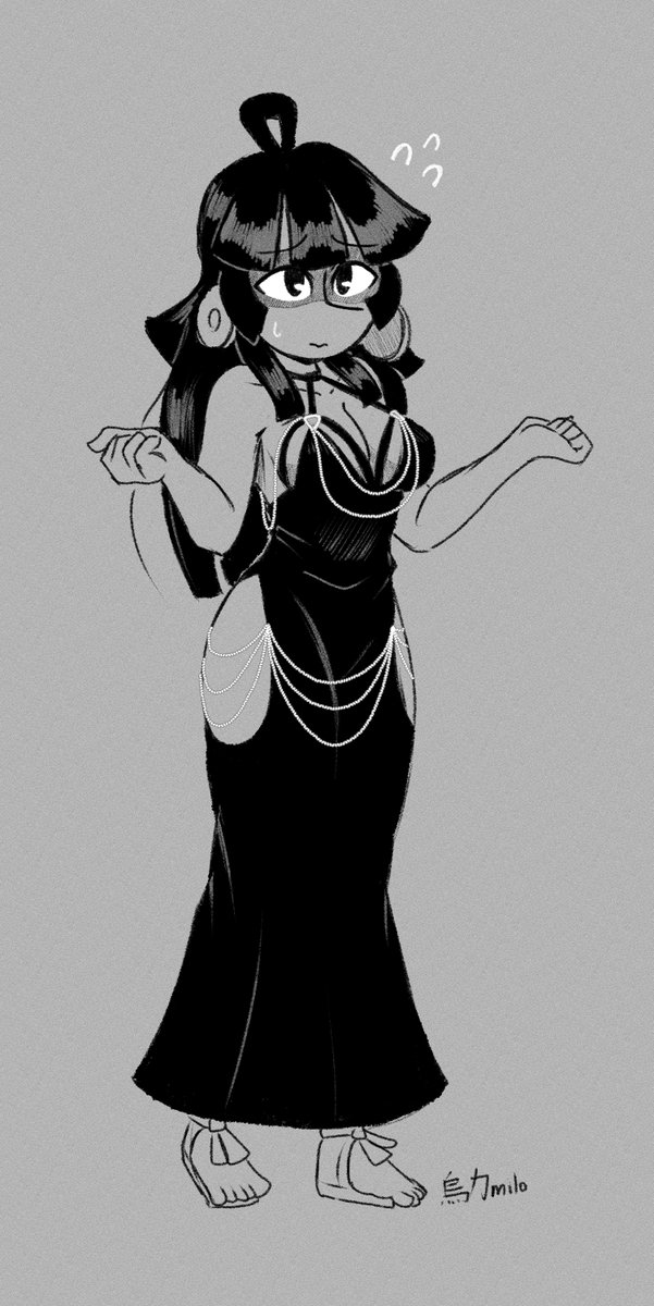 There's this dress trending around, and through someone's suggestion I sketched this for fun and giggles. I didn't plan on posting it anywhere, but a friend convinced me of doing it, so here it is.