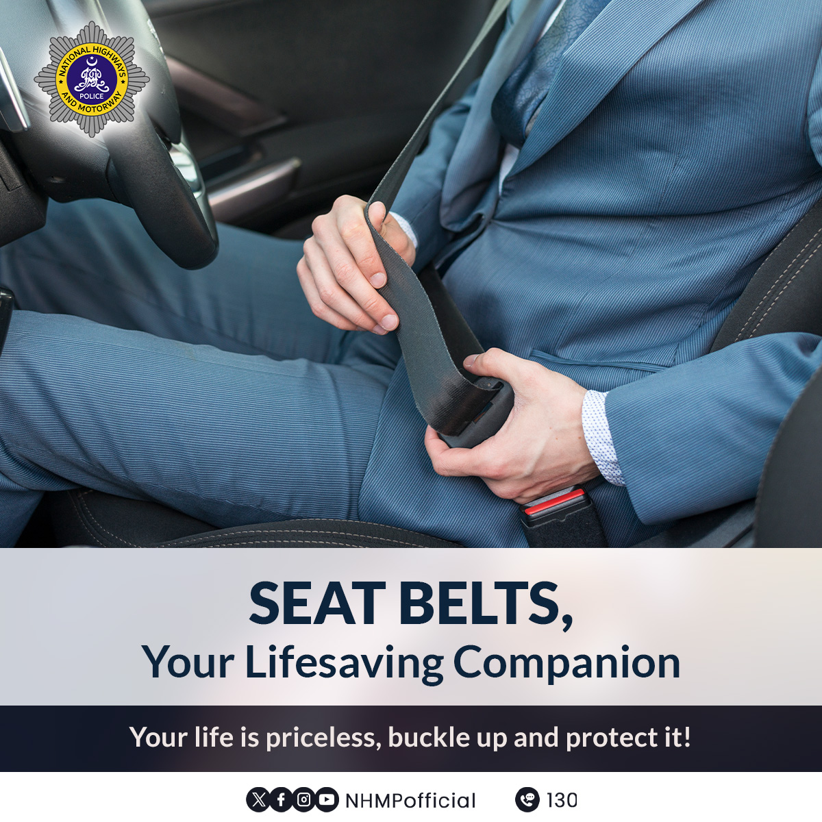 Wearing Seatbelt should be a Priority - Not a Choice.  
#ServiceAboveSelf #Seatbelt #Motorway #Highway