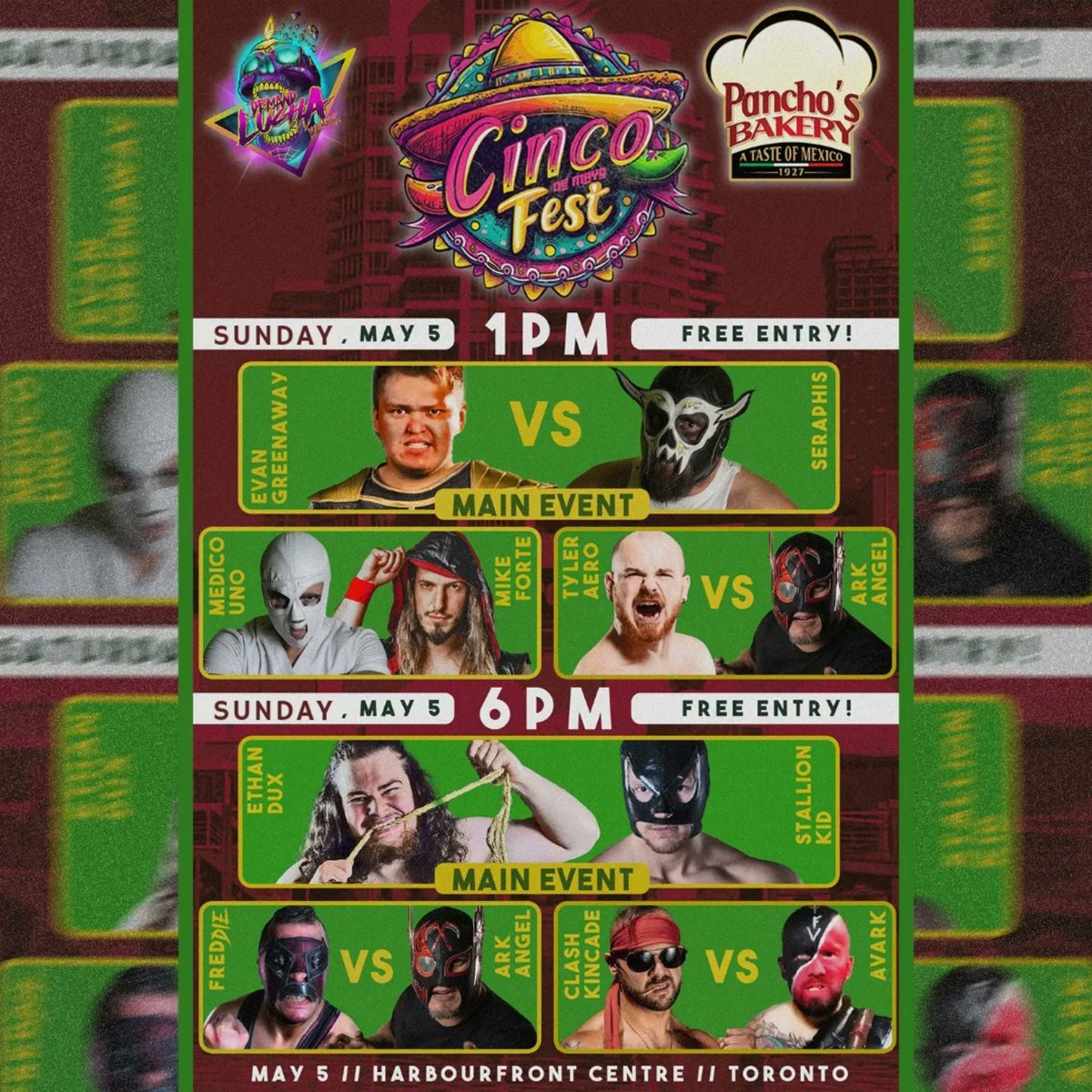 Demand Lucha will be at Cincofest! May 4 & 5 at #Toronto Harbourfront Centre Two days! Two FREE shows!