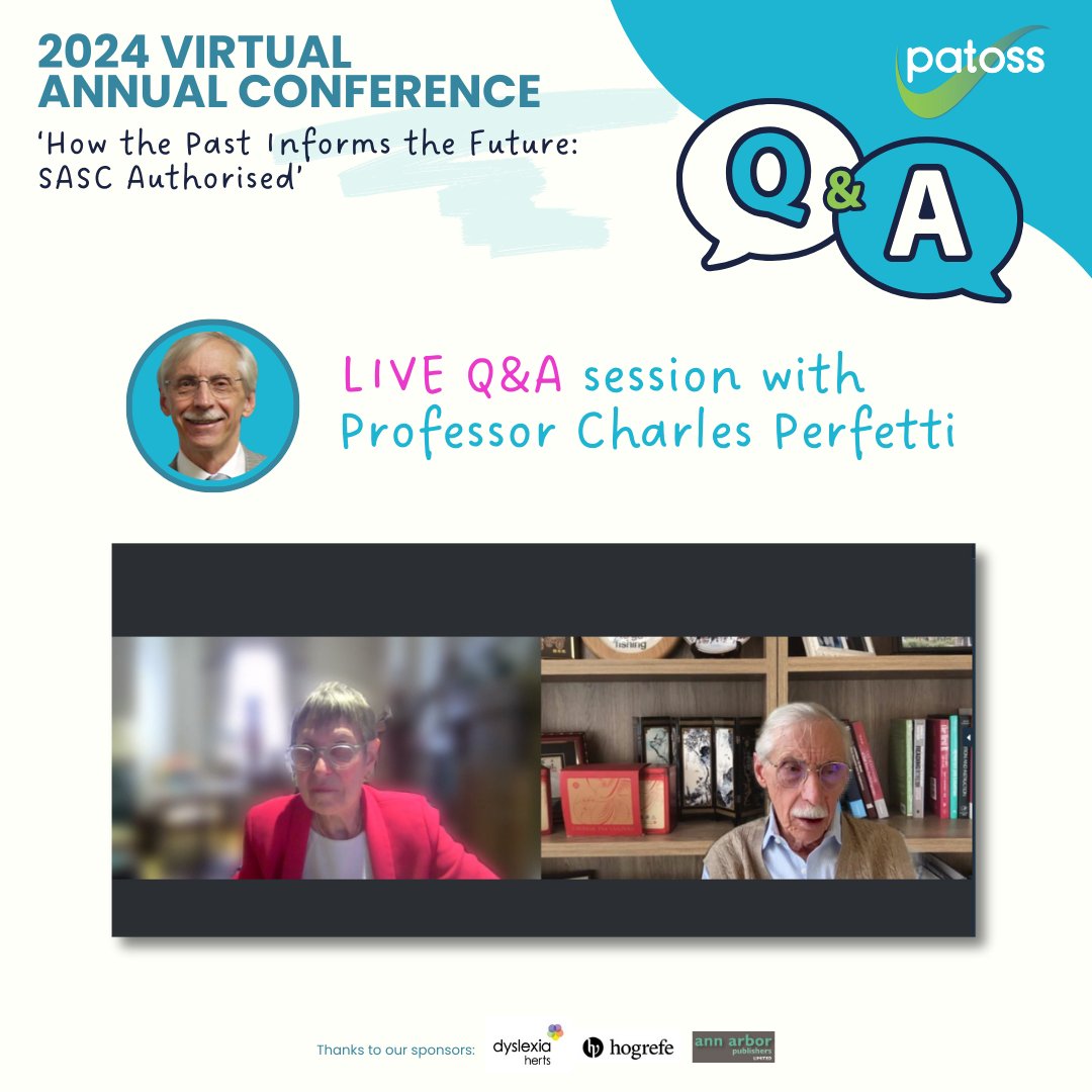 📢Our LIVE Q&A with Keynote speaker, Professor Charles Perfetti is in session, asking all your pressing questions! With more to follow... check the full programme via our website, and the #linkinbio for all the details! #patossconference2024