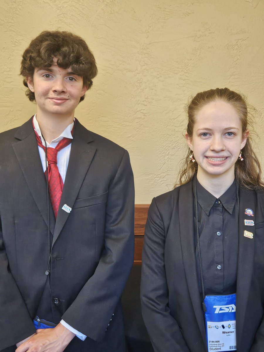 GettysburgTSA's tweet photo. CONGRATULATIONS  to @GASD_PA  H.S. students Lydia Weaner and Philip Neller, who each placed in the top ten for the high competitive CAD Architecture event at the @PennsylvaniaTSA 2024 state leadership conference and competition. 

#gowarriors 
#warriorway
#beinvolved https://t.co/9J27bQ3U60