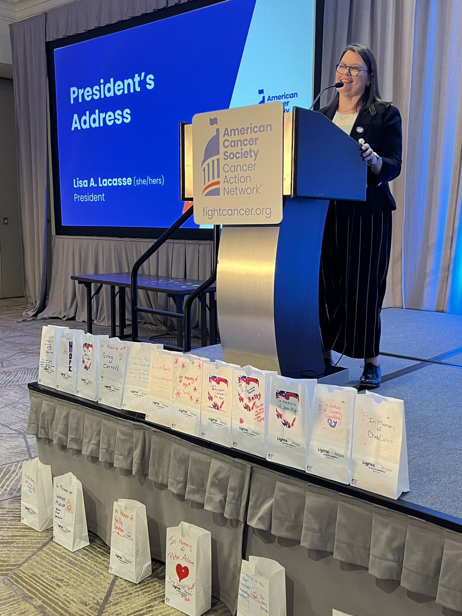 ACSCAN's tweet photo. @LLacasseACSCAN speaking on "a stunning array of accomplishments" from our volunteers this past year. Each volunteer in this room has made such an impact in our fight against cancer. #SLASummit https://t.co/nvQFlpw9DX