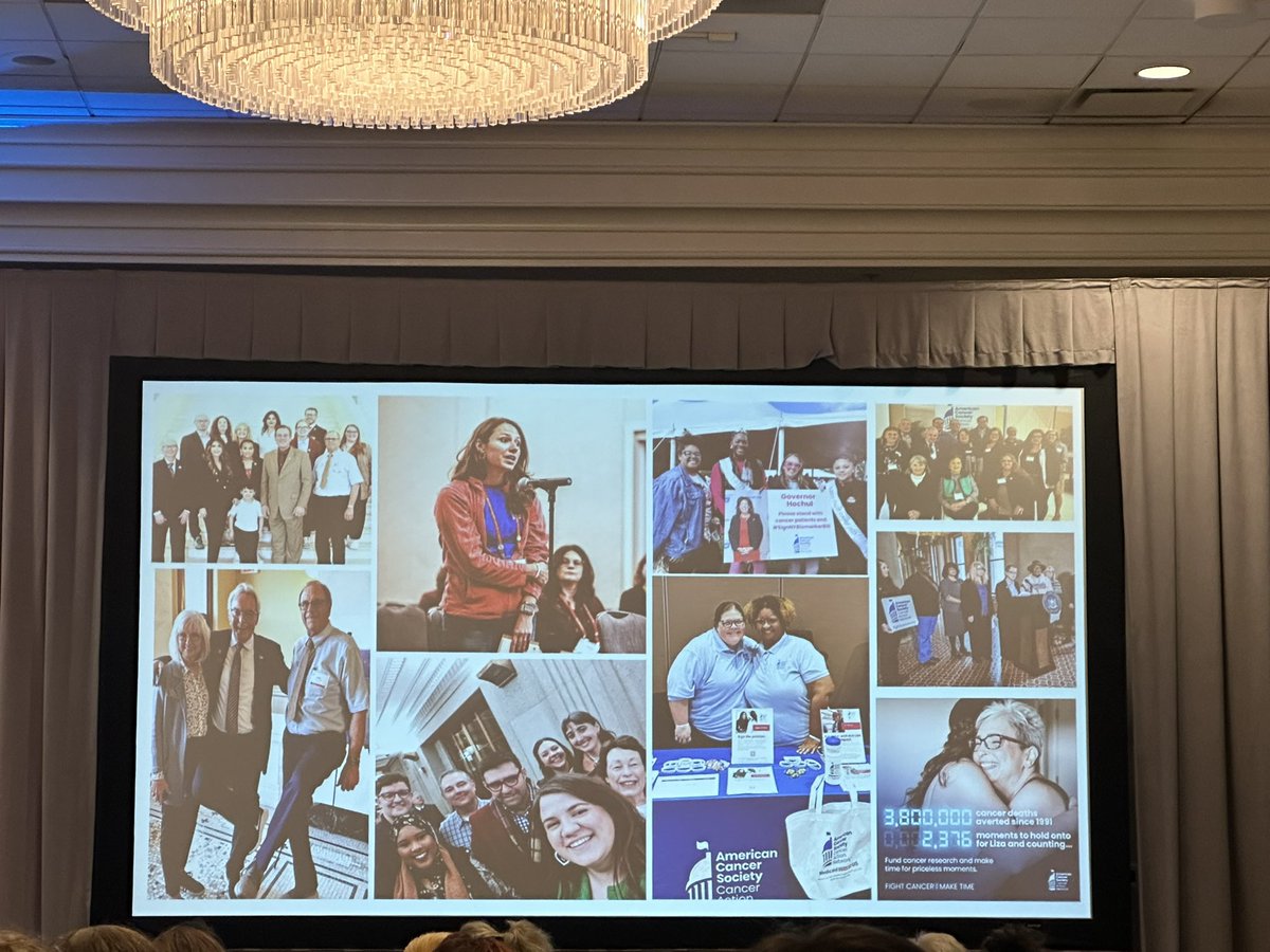 ACSCAN's tweet photo. @LLacasseACSCAN speaking on "a stunning array of accomplishments" from our volunteers this past year. Each volunteer in this room has made such an impact in our fight against cancer. #SLASummit https://t.co/nvQFlpw9DX