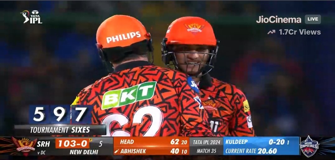 100 up in just 5 overs.. we are now running out of superlatives to describe this batting display of #SRH #IPL2024