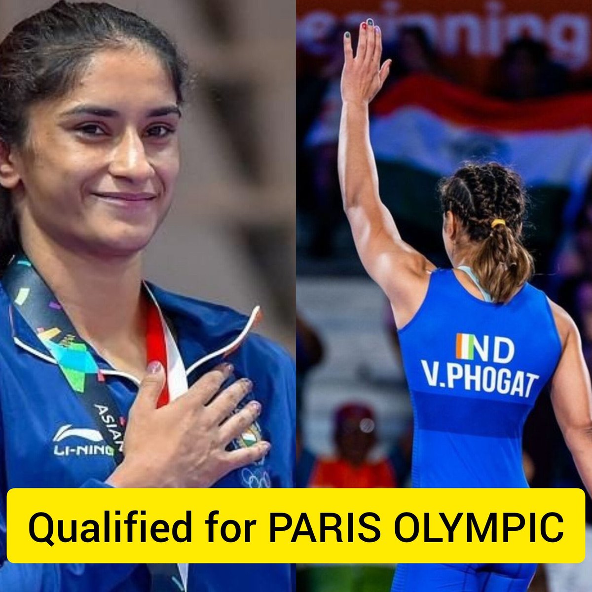 विनेश फोगाट को मिला ओलंपिक कोटा🙏
हमे गर्व है हमारी खिलाड़ी बेटियों पर।
वीनेश फोगाट ने 50 किग्रा के सेमीफाइनल में कजाकिस्तान की लौरा गनीकीजी को 10-0 से हराकर #Paris2024 ओलंपिक कोटा हासिल किया।

Congratulations Champ  #VineshPhogat
<a href="/Phogat_Vinesh/">Vinesh Phogat</a> 🙏