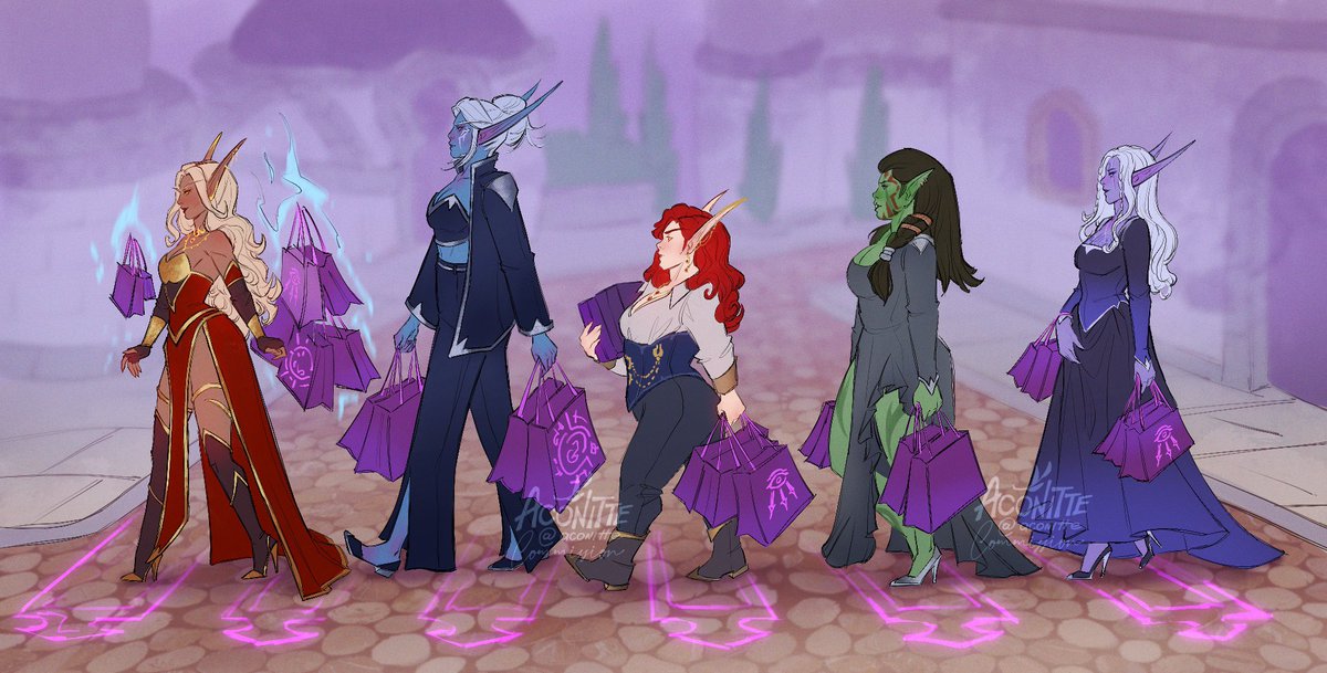 Girls after shopping in Dalaran 💅💅
Comm work 🦄 
#warcraftart #worldofwarcraft