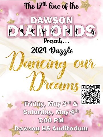 Come out and watch us perform as a team for the last times May 3rd & 4th! @DawsonHighSchl @PearlandISD Scan the QR code for tickets!