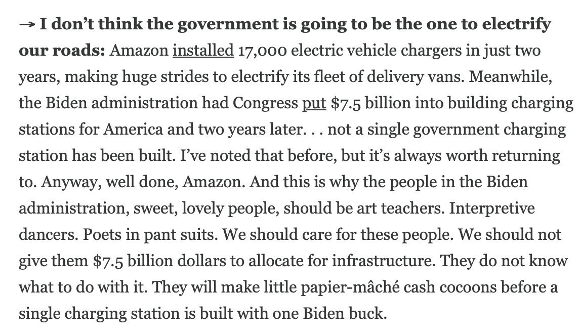 .@NellieBowles: 'Biden continues paying off successful young voters: Sorry, I mean “forgiving student debt.”....' 'Amazon installed 17,000 electric vehicle chargers in just two years...Biden admin had Congress put $7.5 billion...not a single...charging station has been built.'