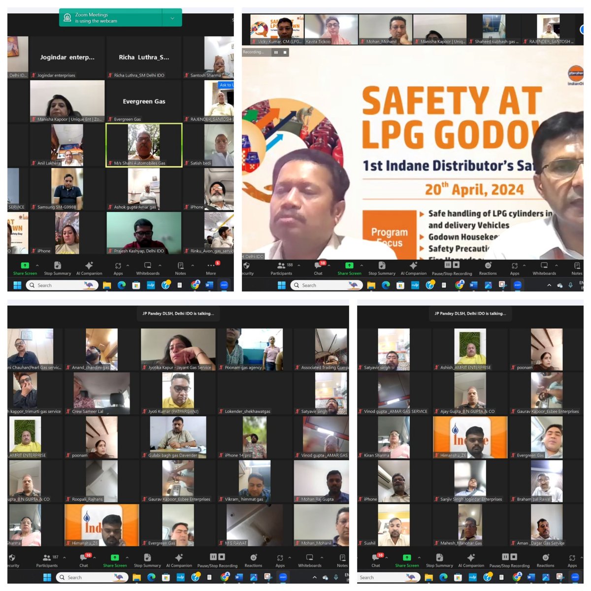 Safety is our topmost priority today on #LPGSafetyDay DLSH DIDO Sh JP Pandey, Sh BK Soni GM( LPG S) DSO held online seminar with  LPG channel partners of Delhi highlighting importance of Safety in LPG godown @DirMktg_iocl @EDLPGIOCL @ManojGu10100891 @jppioc @IndianOilcl