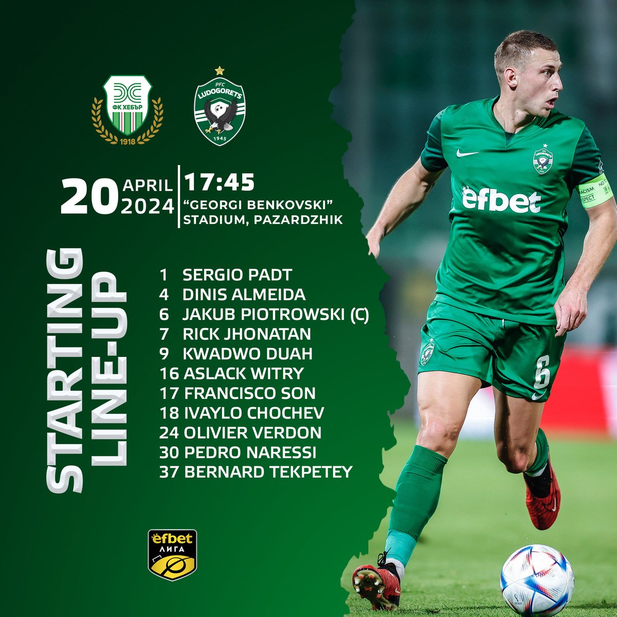 ⚽ Ludogorets' line - up vs Hebar (Pazardzhik) #hebar #ludogorets #hebarludogorets