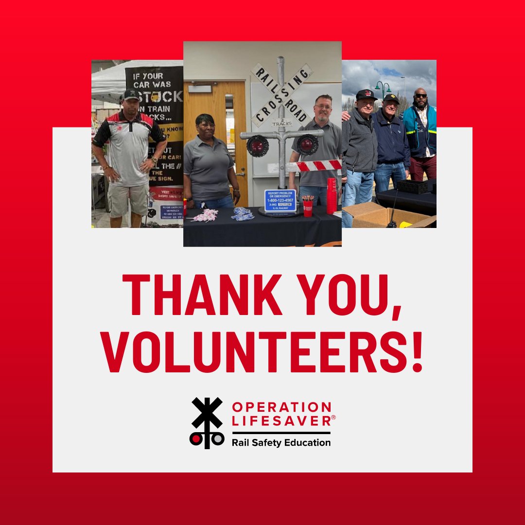 Volunteers sharing the #RailSafetyEducation message are the heart of our organization. We appreciate them this #VolunteerRecognitionDay and every day. Become an OLAV: bit.ly/3cAb0Oo #VolunteerRecognitionDay #NationalVolunteerMonth