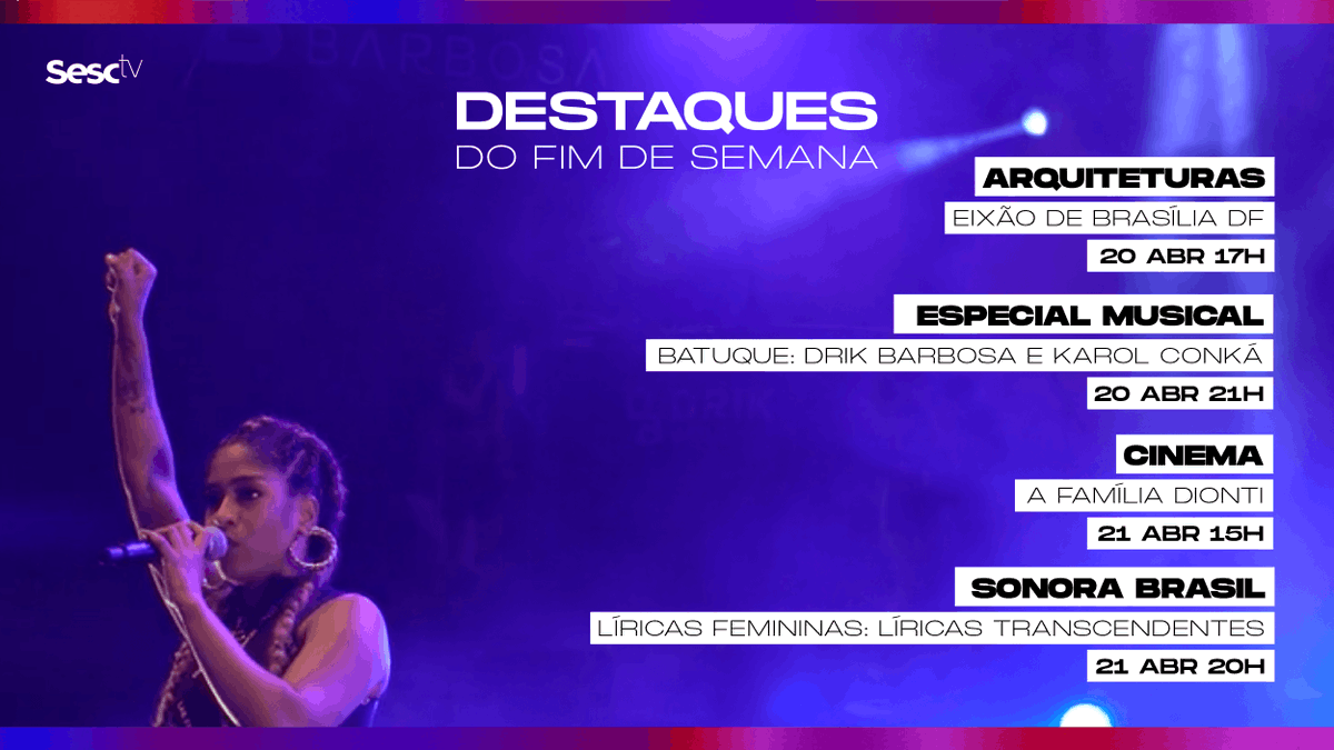 sesctv's tweet photo. Confira os destaques do final de semana no SescTV, o canal do @sescsp, 24 horas na TV e na internet.
#sesctv #finaldesemana #documentário #séries #show #filme #teatro https://t.co/NRACfsLQoo