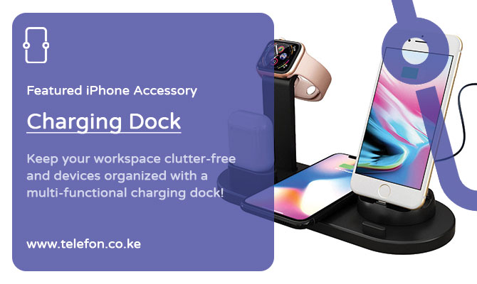 Boost your iPhone's productivity with a multi-functional charging dock! Keep your workspace clutter-free and devices organized. #iPhoneAccessories #ProductivityHack