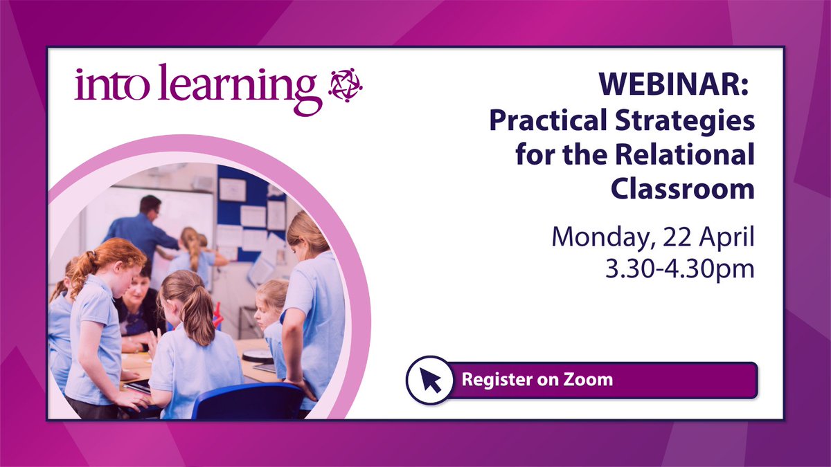 📣 #INTOLearning presents the upcoming webinar Practical Strategies for the Relational Classroom, facilitated by the NCSE Behaviour Team, focusing on practical strategies to promote positive behaviour with the whole class. 📅Mon, 22 Apr, 3.30pm 🔗Reg: bit.ly/3JcAMdG