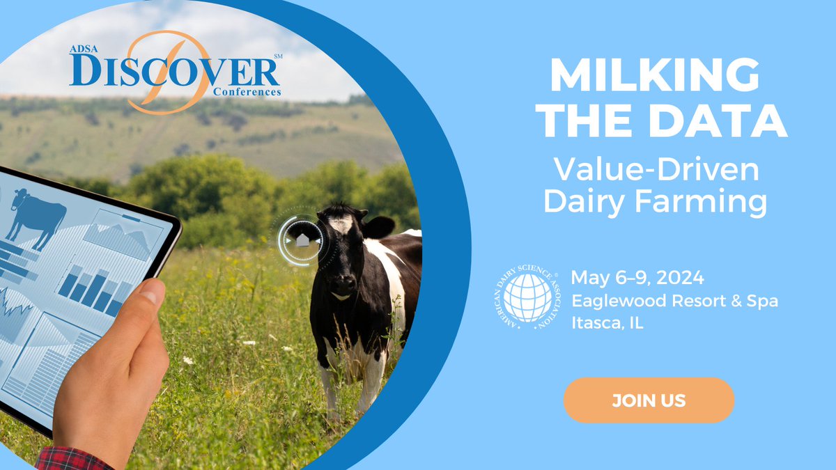 jdairyscience's tweet photo. Have you registered for #DC46? There are just two weeks left to get in on the learning session devoted to precision dairy farming and addressing the enormous potential opportunities—and challenges—to implementing AI, sensing technology, and data analyses: https://t.co/xpaD6Ko1AQ https://t.co/MFkqJyoaCl