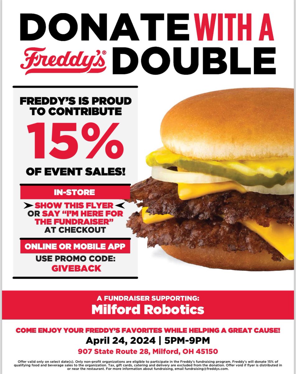 Please consider dining out next week in support of Milford Robotics!