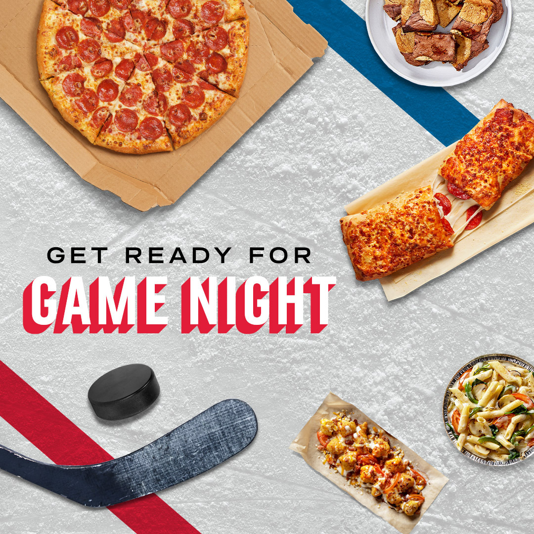 Get ready to kick off the playoffs with Domino's pizza! 🍕🏒 Order now and enjoy the games with your favourite pie. 🍕👀