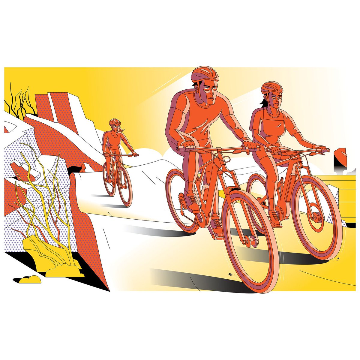 DirIllustration's tweet photo. "Age Well With Your Bike" 🚴‍♀️  Editorial illustrations by Oleg Buyevsky for Canadian Cycling Magazine.

Oleg is represented by @IllustrationZo1. Explore more: https://t.co/DsSUAJlBJE 

#illustration #sport #sportillustrator #sportillustration #canadiancyclingmagazine #cycling https://t.co/NeLxh0qAou
