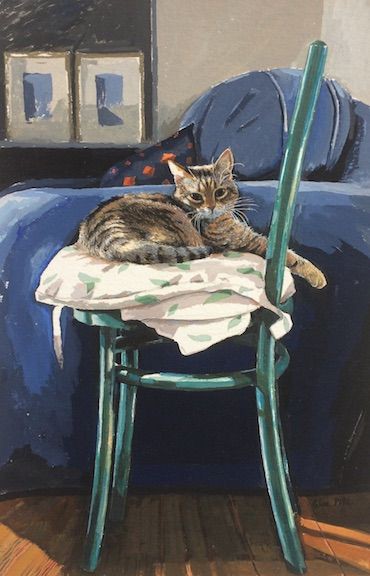 Green Chair Celia Pike #Caturday #CatsLover