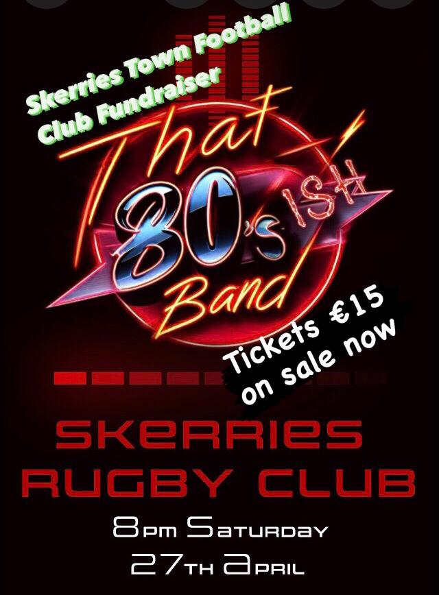 *Limited availability* grab your tickets before they are all gone .. Thank you Dorian Black and Coco C who are sponsoring The Best 80’s styled guy and girl .. link for the tickets below …erries-town-fc-limited.sumupstore.com