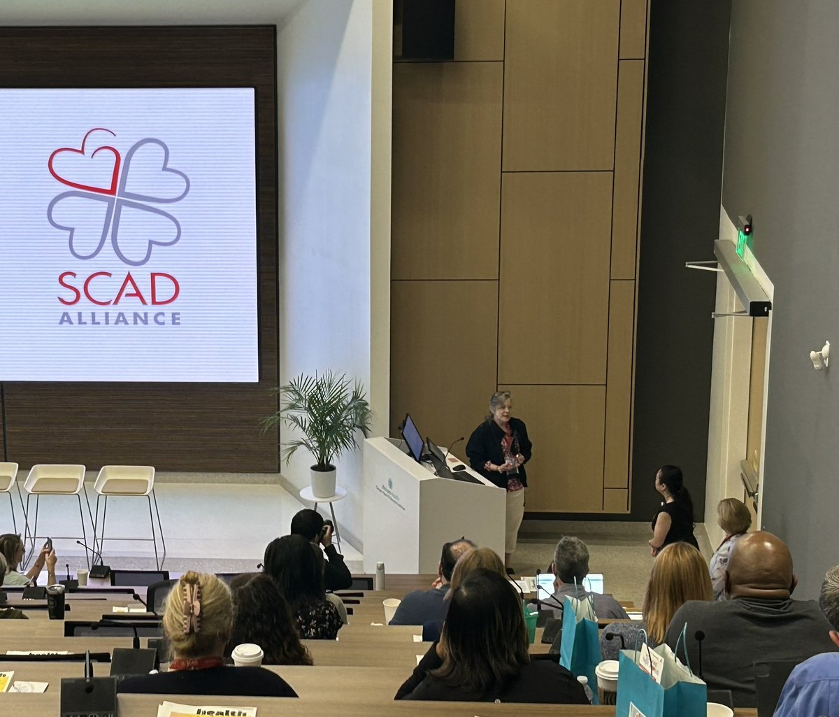 We are proud to honor Dr Esther Kim with the 2024 Vision Award. Dr Kim works tirelessly to advance the science of #SCAD while always keeping patients as the focus. Thank you ❤️ @EstherSHKimMD #scadheart #conference #atrium