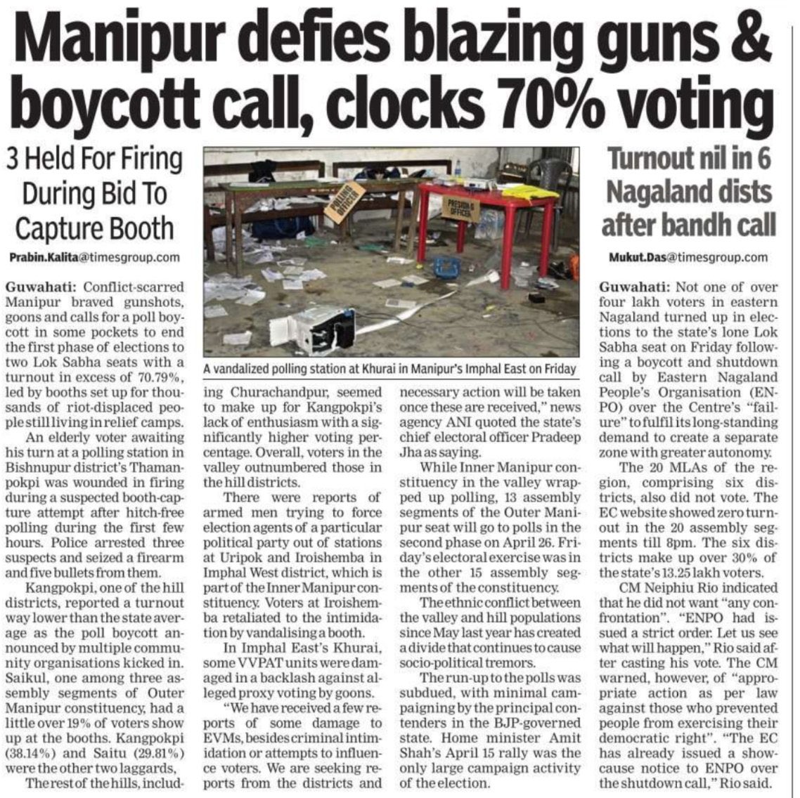 This has been an extraordinary election for the people of Manipur in many sense. 

🔺The air of uncertainty and insecurity has been looming large since the outbreak of violence between two communities nearly a year back- though there has been a lull in violence for some time now.