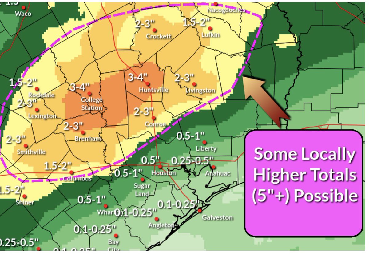 Heavy rainfall likely late this afternoon and evening northwest of the metro area. Flash flooding will be possible. Keep an eye on the weather #houwx #txwx