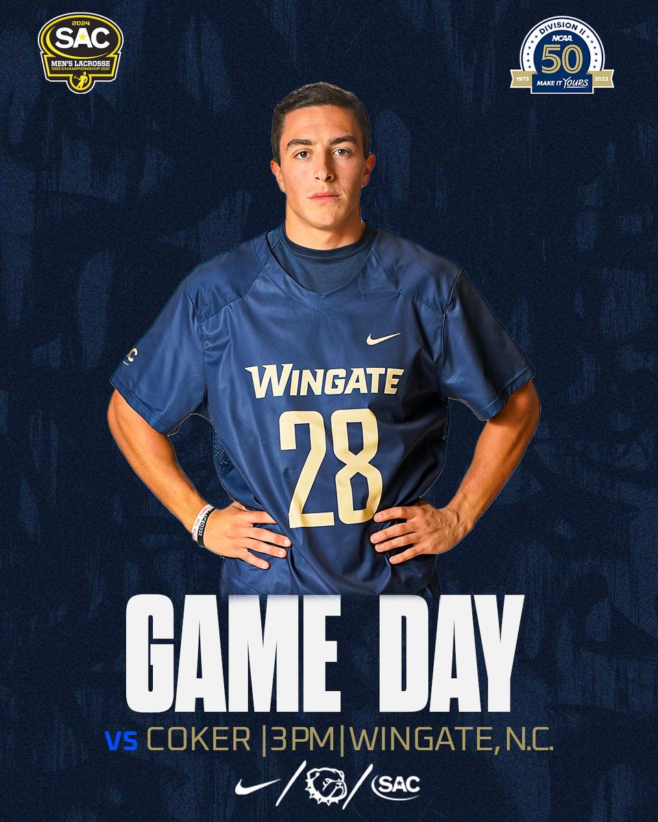 GAMEDAY for @WingateLacrosse 🥍 !! 🆚 @Coker_Cobras 📍 Wingate, NC ⏰ 3 PM (SAC Quarterfinals) 📽️ flosports.link/3raJtw3 📊 shorturl.at/egoI1 📰 shorturl.at/alsVY #OneDog | #WUMLAX