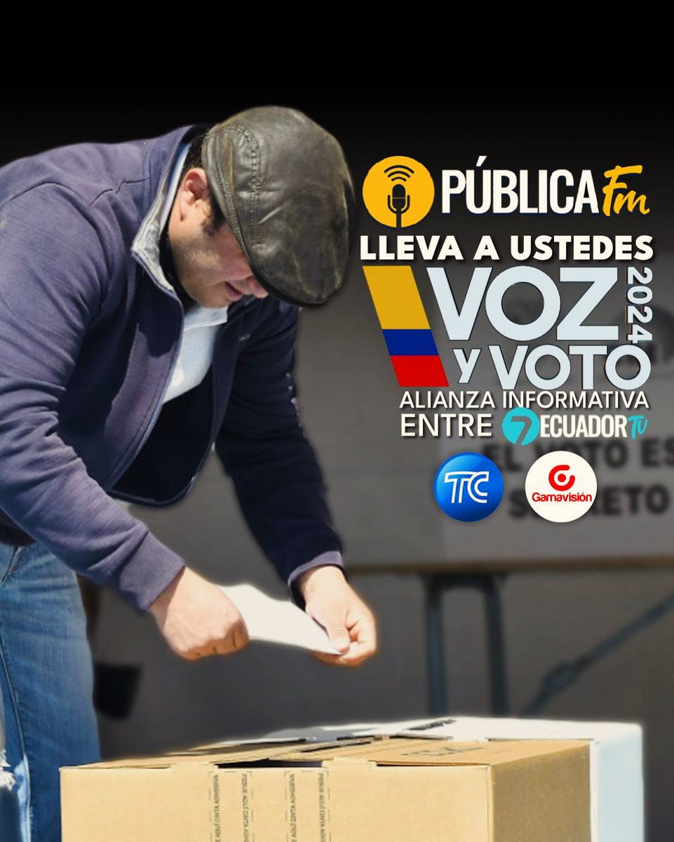 📻 Pública FM les trae la cobertura completa de #VozyVoto2024. 📺 @tctelevision, @gamavision.ecuador y @ecuadortv_ecu juntos para la Consulta Popular y el Referéndum. 🗓️ Este domingo, 21 de abril 🕔 A las 06:00 - 12:30 - 16:45 #consultapopular #referéndum #referendum