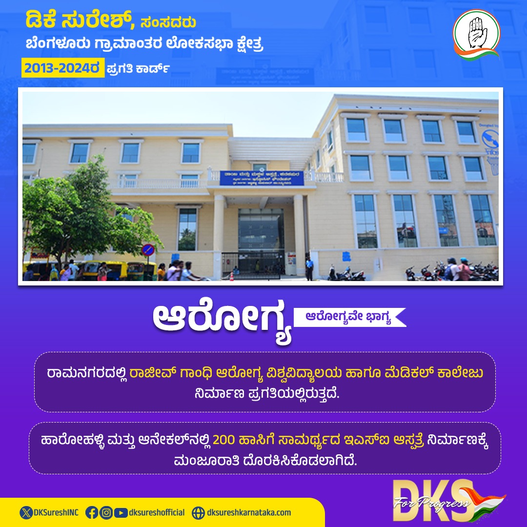 DKSureshINC's tweet photo. ಜನಪರ ಅಭಿವೃದ್ಧಿ
'ನನ್ನ ಗ್ಯಾರಂಟಿ'
#DKSuresh #BangaloreRural #LokSabhaElections2024 #DKSForProgress #Health https://t.co/npVZqueMhm