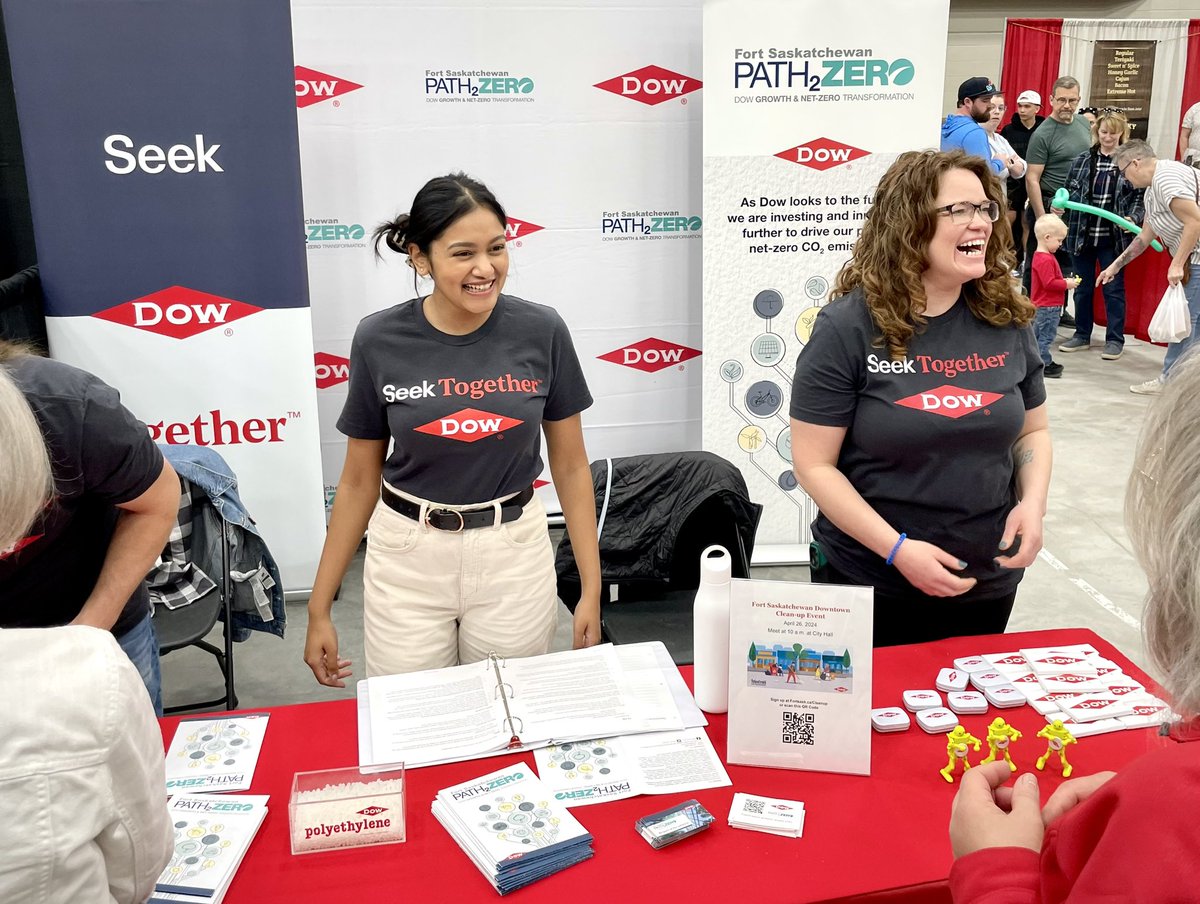 Embracing joy: Our #TeamDow volunteers are connecting with community members this weekend at the @FortSaskChamber Trade Show. Drop by the DCC to learn about the exciting things they’re working on in #FortSask #CommunitySpirit #SeekTogether