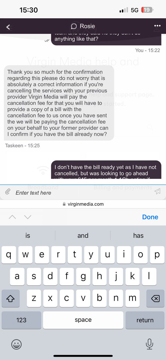 MattyAtkin98's tweet photo. @virginmedia @Virgin Can you tell me why I’ve been told different things about you covering a cancellation fee from my current provider to join you? Being told you’ll cover the entire cost, to calling sales &amp; them saying no, to another agent saying yes and then saying only £50??? https://t.co/otiiBGDVxu
