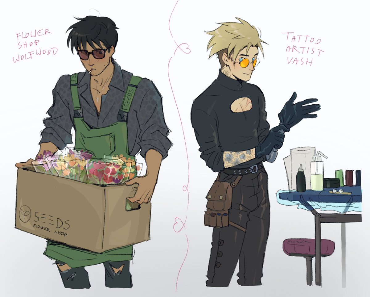 AU of all time... flower shop and tattoo shop 💐 #vashwood #trigunfanart #vashthestampede #nicholasdwolfwood