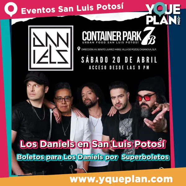 yqueplan_com's tweet photo. HOY Los Daniels en San Luis Potosí 2024 ‼️ Todos los detalles información ℹ️ https://t.co/PkGTAPDmCJ
.
.
.
#LosDanieles #sanluispotosi #containerpark #Superboletos #CARR57 #EventosSLP https://t.co/2qo9PBUQRO