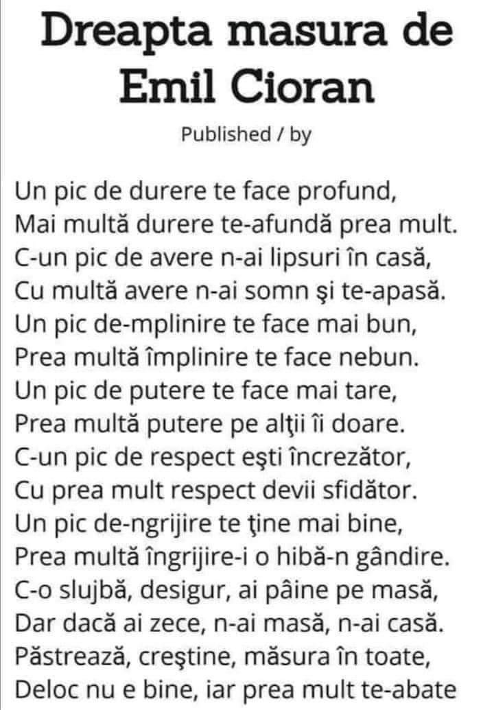 Minunată poezie..reflecție de viață..👏 Să fiți bine!😇😚🤗