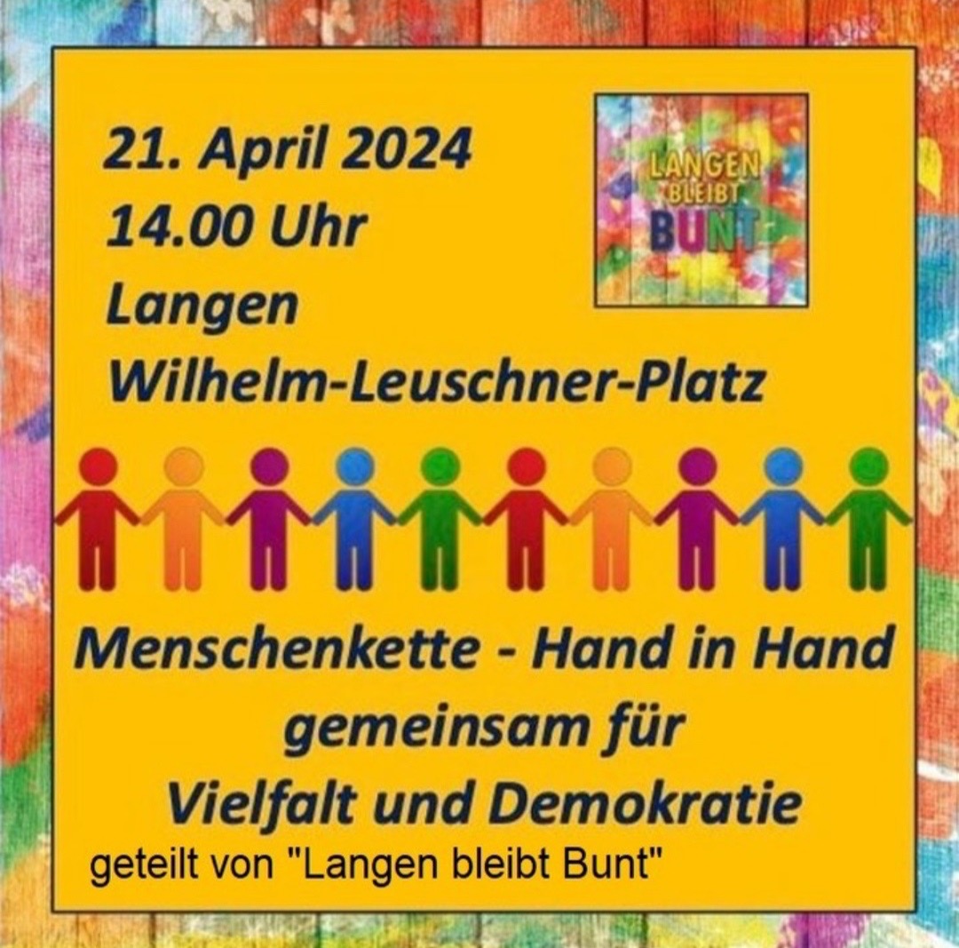 #SaveTheDate #Langen 21.04.2024

#WirSindDieBrandmauer #NieWiederIstJetzt #LautGegenRechts #SeiEinMensch #NoAfD