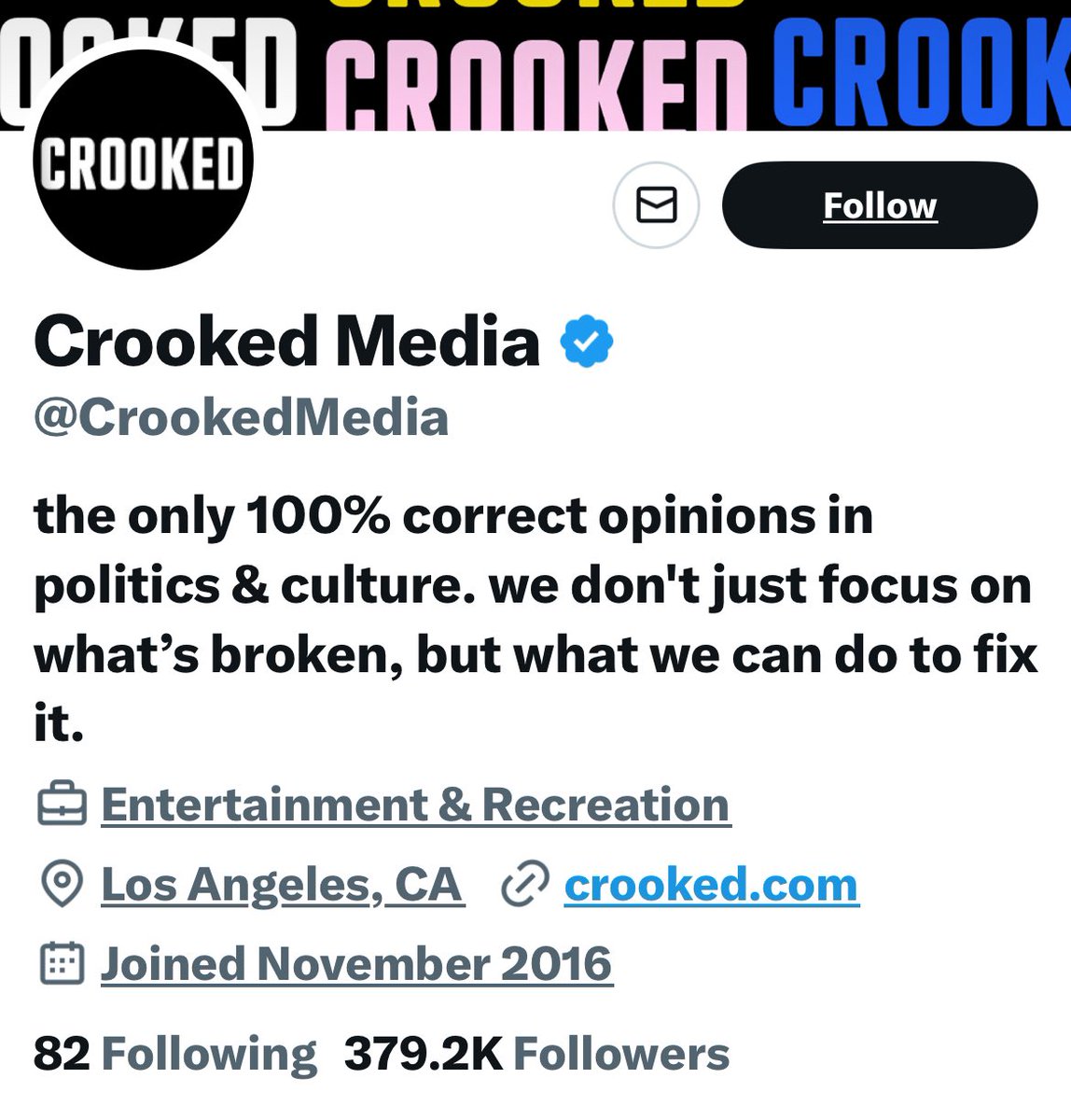 I’m going to argue @crookedmedia that your choice to choose money over reputation and promote a supplement that encourages binge drinking means that you are not 100% interested in fixing what is broken