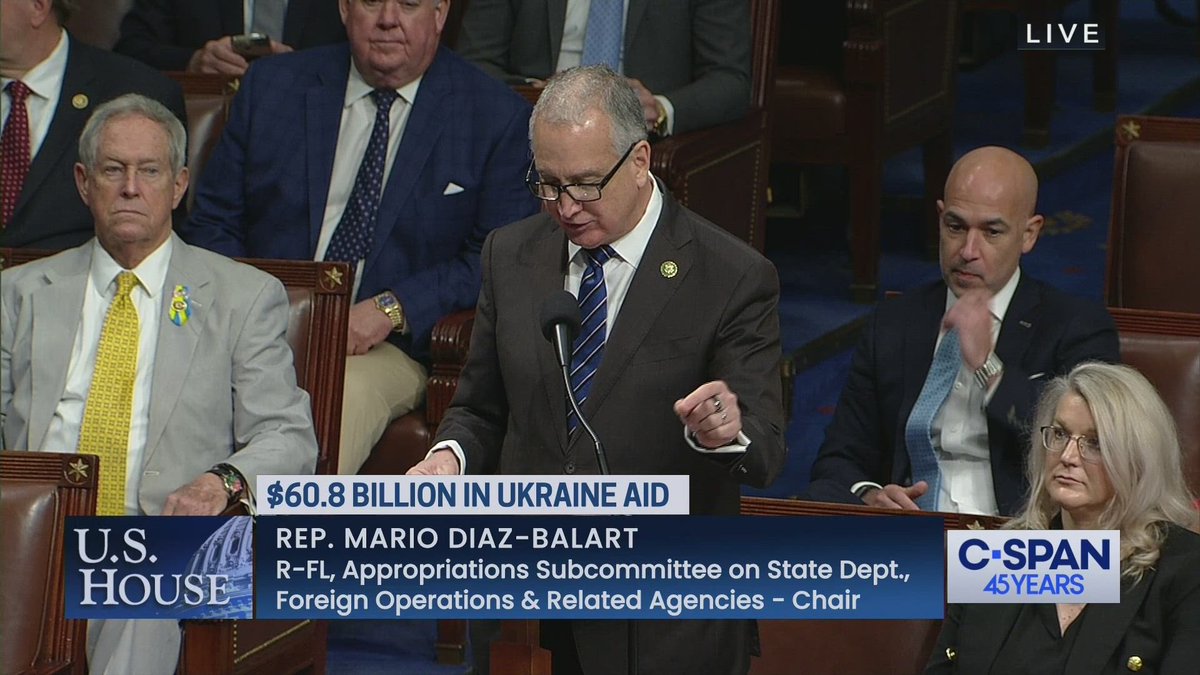 'For the first time ever, this bill requires the funding we provide to Ukraine for economic assistance be subjected to repayment to the United States of America.'-House Foreign Ops spending panel chair Diaz-Balart (R-FL) in support of $60.8B for Ukraine. twitter.com/cspan/status/1…