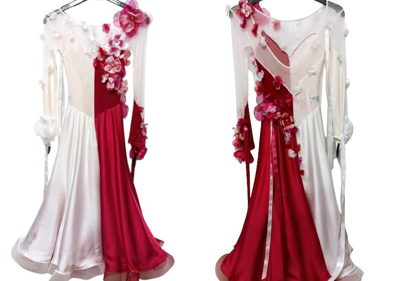 duostyledanse's tweet photo. Robe de danses standard bordeaux et blanc à fleurs 12 ans https://t.co/b6CensqUgH https://t.co/fA077dGr3f