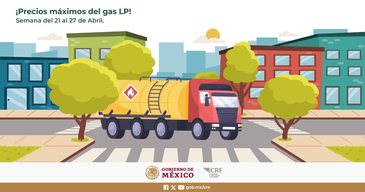 Verifica los precios máximos vigentes de Gas LP en el siguiente enlace: bit.ly/3ENdUjQ Vigencia del 21 al 27 de abril de 2024