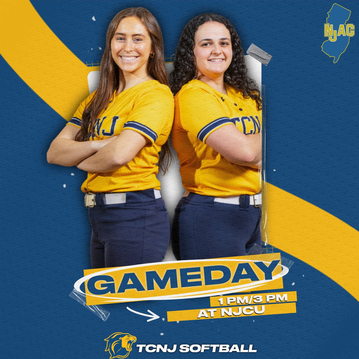 .@TCNJSoftball heads out to NJCU for a road doubleheader!

📍 Jersey City, NJ
⏰ 1 PM/3 PM
📊 njcugothicknights.com/sidearmstats/s…
💻 team1sports.com/njcugothicknig…

#TCNJ #LionPride 🦁🥎