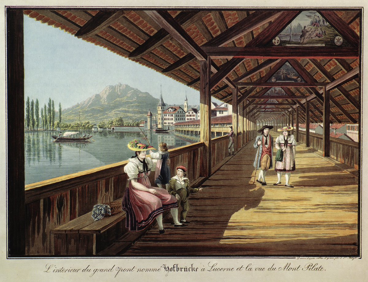 L’interieur du grand pont nommé Hofbrücke à Lucerne et la vue du Mont Pilate
Johann Jakob Meyer
c1820