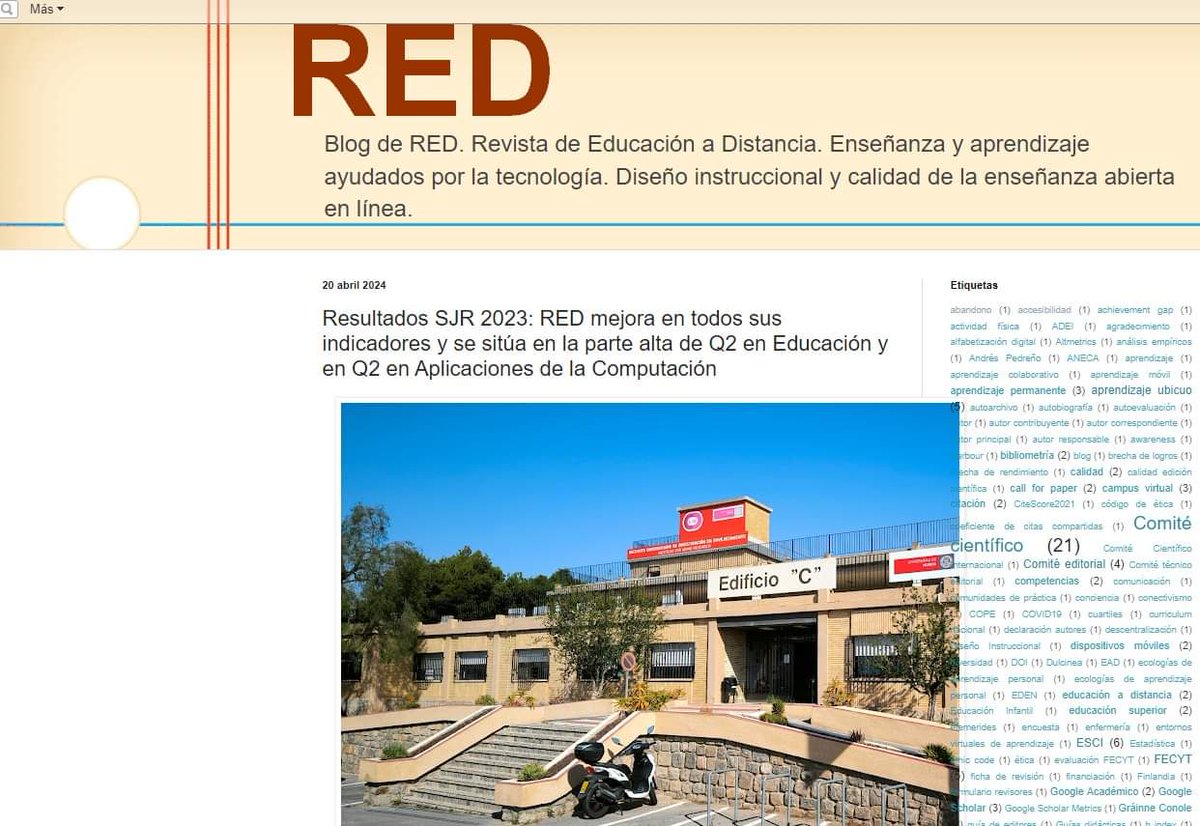 SJR 2023: RED mejora en todos sus indicadores y se sitúa en la parte alta de Q2 en Educación y en Q2 en Aplicaciones de la Computación.
Nuestra mayor satisfacción: seguir progresando  como revista cientifica centrada más en la excelencia que en el impacto.
red-dusc.blogspot.com/2024/04/result…