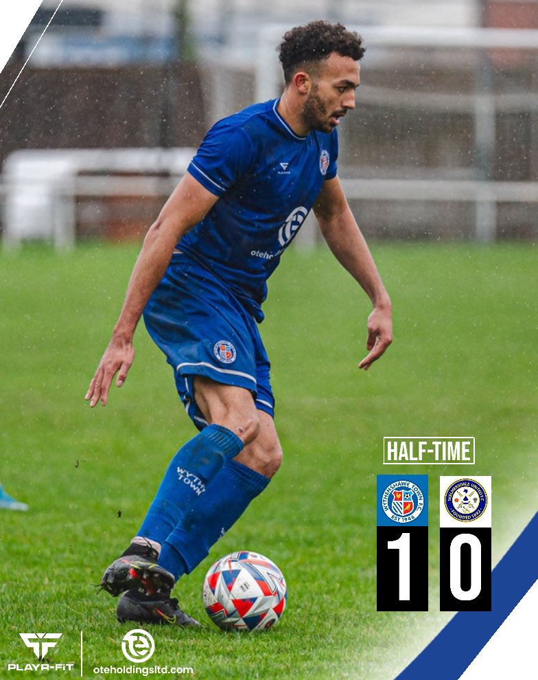 Half time here at Ericstan Park and we lead by one at the break thanks to a Will Riding goal 🔵 1-0 🔴 | #WythyTown | @nwcfl