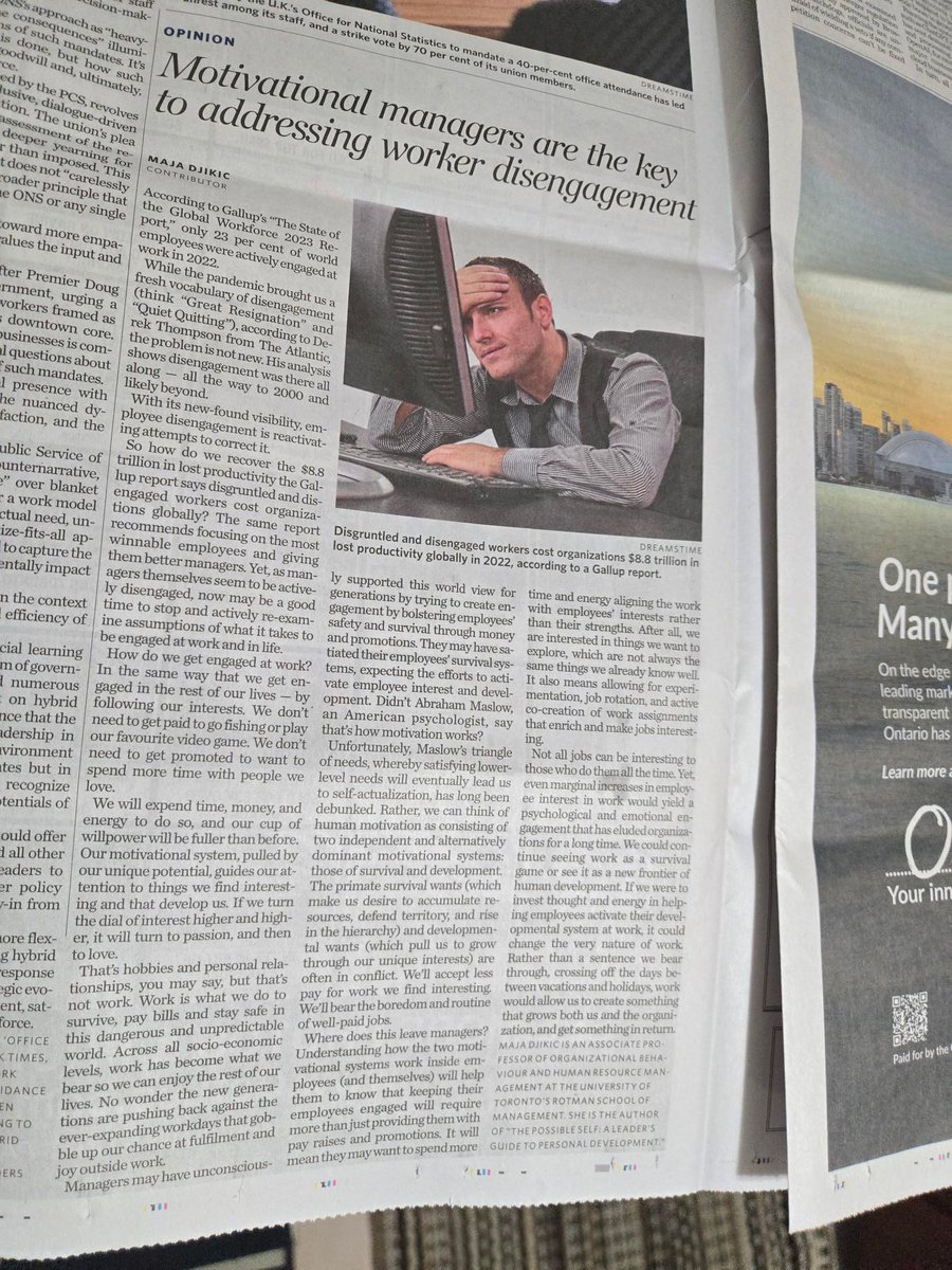 How do we get engaged at work? In the same way that we get engaged in the rest of our lives — by following our interests, writes Prof. Maja Djikic, author of The Possible Self from @BKpub, in @TorontoStar. Read it in today's paper or online at thestar.com/business/opini…