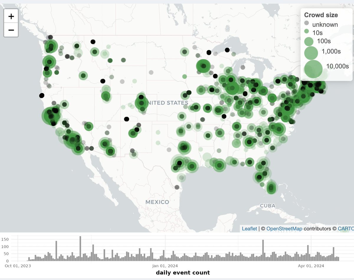 incredible resource tracking Palestine solidarity protests across the US