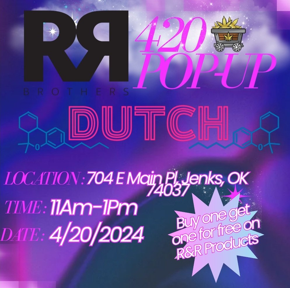 It's going to be a blast here at Dutch dispensary, pull up and puff up and get yourself a delicious deal on R&R brothers products this 4/20 Dutch Dispensary Location: 704 E Main Pl, Jenks, OK 74037 Time: 11am-1pm Date: 4/20/2024 #GoldRushPremiumExtracts #420community