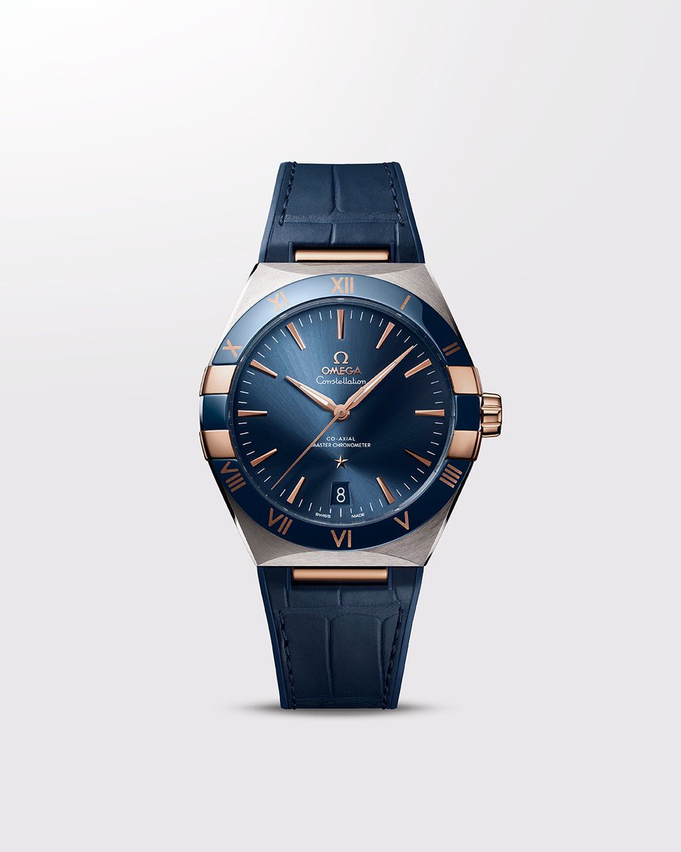 OMEGA Precision. The 41 mm Constellation in stainless steel and 18K Sedna™️ Gold, with sun-brushed blue dial, and polished blue ceramic bezel.

#OMEGAPrecision