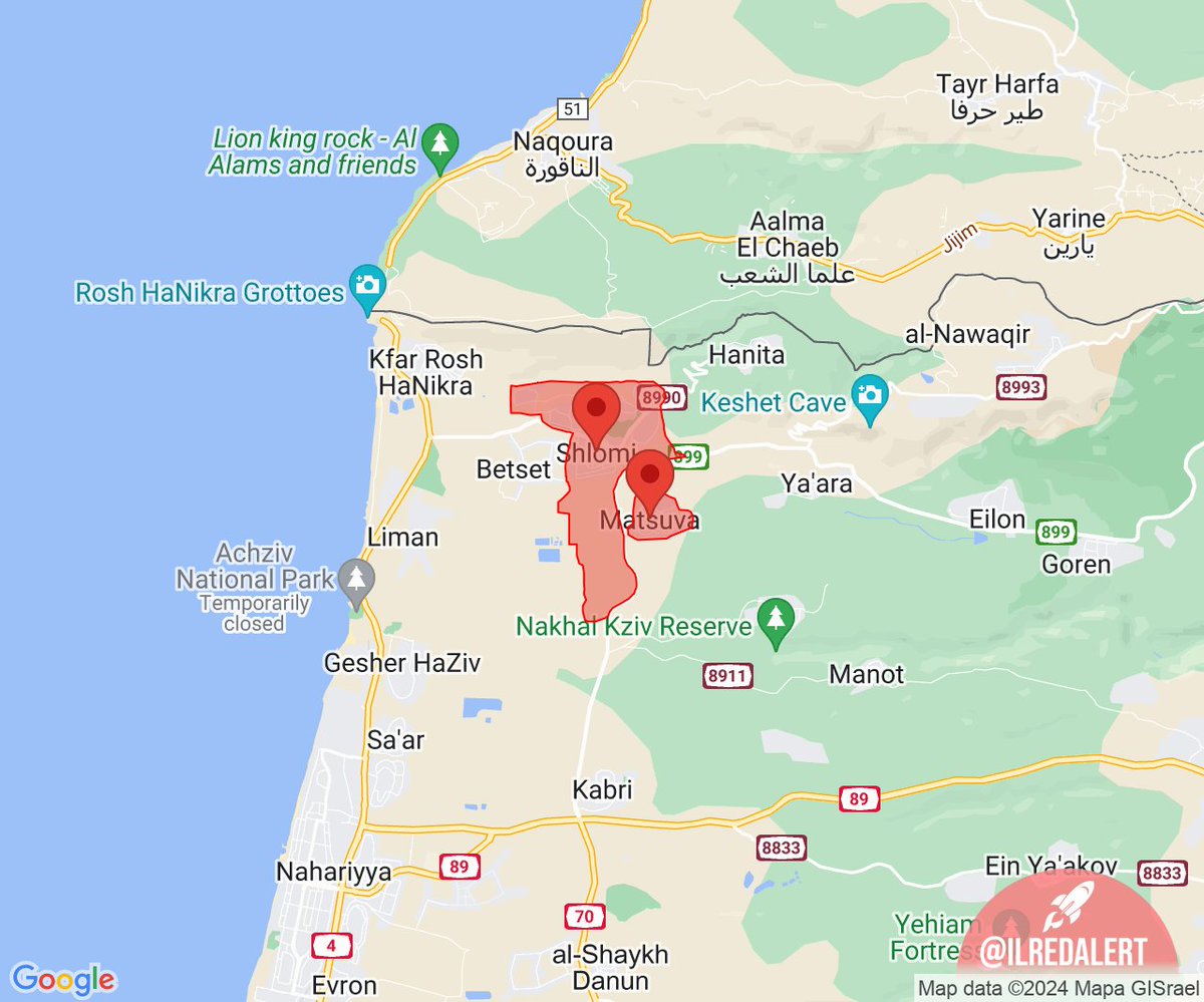 Red Alert [17:50:43] - 2 Alerts: • Confrontation Line — Metzuba, Shlomi #Israel #RocketAlert #RedAlert