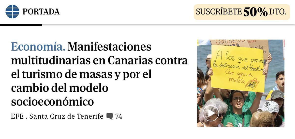 A esta hora, el grito de Canarias es portada de la prensa nacional. 

Un día histórico. Veremos si marca un cambio de rumbo o no, pero el golpe que hoy ha dado la ciudadanía es una llamada de atención para muchos.